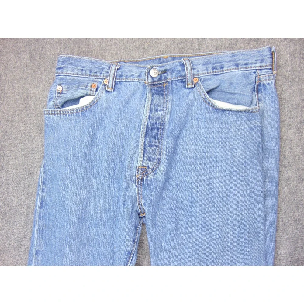 Levi's 501 Jeans Mens 34x36 Original Straight Blue Solid Button Fly Americana